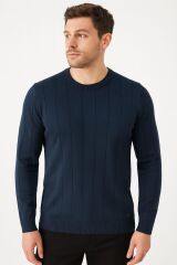 Triko Bisiklet Yaka Erkek  Çizgi Detaylı 5132