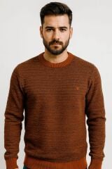 Erkek Triko Kazak Bisiklet Yaka Uzun Kollu Pamuk Karışımlı Regular Fit Sıcak Tutan Rahat Şık Günlük Kazak 5121 KIRMIZI