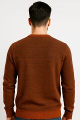 Erkek Triko Kazak Bisiklet Yaka Uzun Kollu Pamuk Karışımlı Regular Fit Sıcak Tutan Rahat Şık Günlük Kazak 5121 KIRMIZI