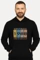 Uzun Kollu Kapşonlu Kanguru Cepli Pamuk Karışımlı Önden Baskılı Erkek Sweatshirt 95102 SİYAH