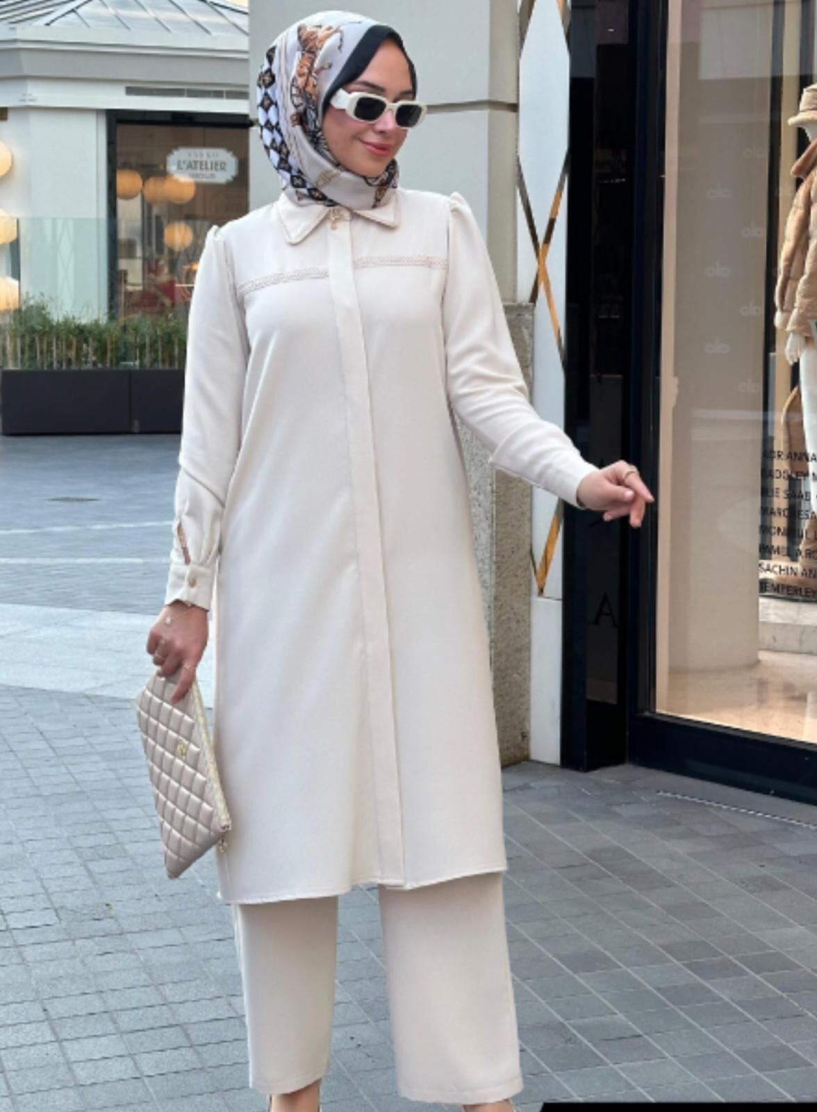 Dantel Detaylı Tesettür Takım Uzun Kollu 8171