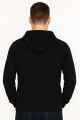 Uzun Kollu Kapşonlu Kanguru Cepli Pamuk Karışımlı Önden Baskılı Erkek Sweatshirt 95102 SİYAH SİYAH - XXL