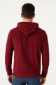 Uzun Kollu Kapşonlu Kanguru Cepli Pamuk Karışımlı Önden Baskılı Erkek Sweatshirt 95102 BORDO BORDO - M