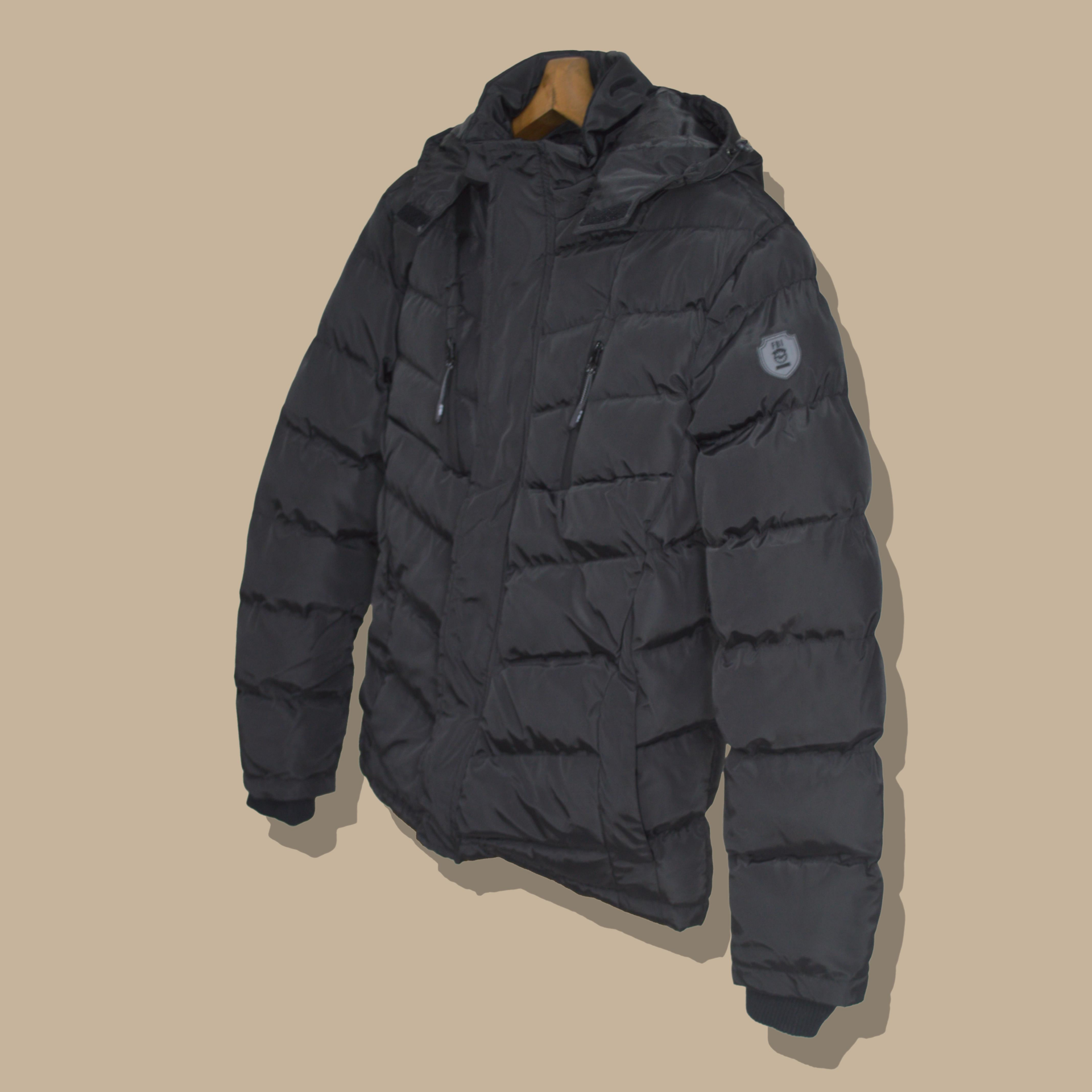 Uzun Kollu Fermuarlı Rüzgar Geçirmez Kapşonlu Dört Cepli Poyraz Mont 94018