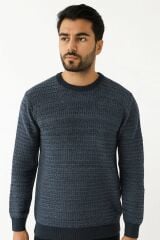 Erkek Triko Kazak Bisiklet Yaka Uzun Kollu Pamuk Karışımlı Regular Fit Sıcak Tutan Rahat Şık Günlük Kazak 5121 LACİVERT