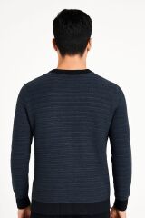 Erkek Triko Kazak Bisiklet Yaka Uzun Kollu Pamuk Karışımlı Regular Fit Sıcak Tutan Rahat Şık Günlük Kazak 5121 LACİVERT