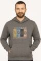 Uzun Kollu Kapşonlu Kanguru Cepli Pamuk Karışımlı Önden Baskılı Erkek Sweatshirt 95102 ANTRASİT ANTRASİT - L