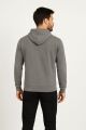 Uzun Kollu Kapşonlu Kanguru Cepli Pamuk Karışımlı Önden Baskılı Erkek Sweatshirt 95102 ANTRASİT ANTRASİT - L