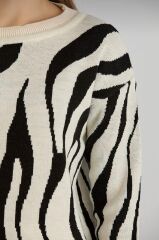 Kadın Yeni Sezon Zebra Desen Triko Kazak
