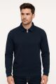 Uzun Kollu Yarım Fermuarlı Pamuk Karışımlı Regular Erkek Polo Yaka Sweatshirt 95261 LACİVERT