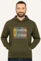 Uzun Kollu Kapşonlu Kanguru Cepli Pamuk Karışımlı Önden Baskılı Erkek Sweatshirt 95102 HAKİ HAKİ - XXL