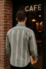 96139 Çizgi Detaylı Erkek Gömlek