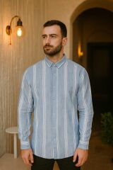 96139 Çizgi Detaylı Erkek Gömlek