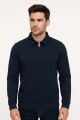 Uzun Kollu Yarım Fermuarlı Pamuk Karışımlı Regular Erkek Polo Yaka Sweatshirt 95261 LACİVERT LACİVERT - S