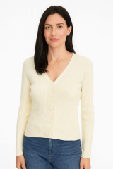 İnce Fitilli Düğme Detaylı Hırka