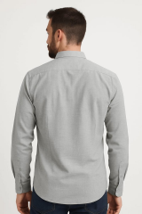 Uzun Kollu Kılasik Yaka Düğmeli Pamuk Regulear Kesim Rahat Erkek Düz Gömlek 96133