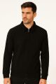 Uzun Kollu Yarım Fermuarlı Pamuk Karışımlı Regular Erkek Polo Yaka Sweatshirt 95261 SİYAH SİYAH - XXL