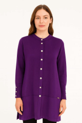 Rayon Bella Uzun Kollu Düğme Detaylı Hırka