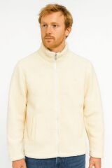 Uzun Kollu Yandan Cepli Pamuklu  Peluşlu  Erkek Hırka 95214 EKRU