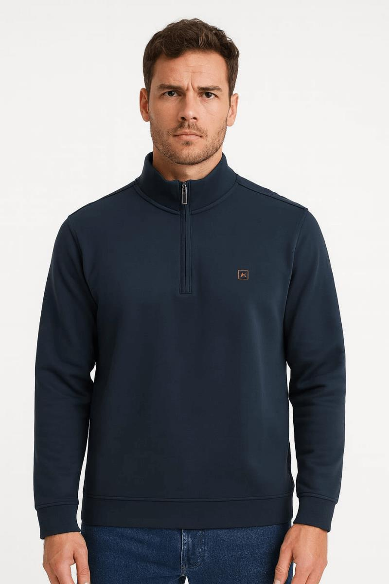 Dik Yakalı Uzun Kollu Yarım Fermuarlı Swetshirt 759