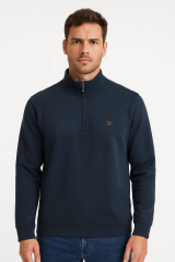 Dik Yakalı Uzun Kollu Yarım Fermuarlı Swetshirt 759