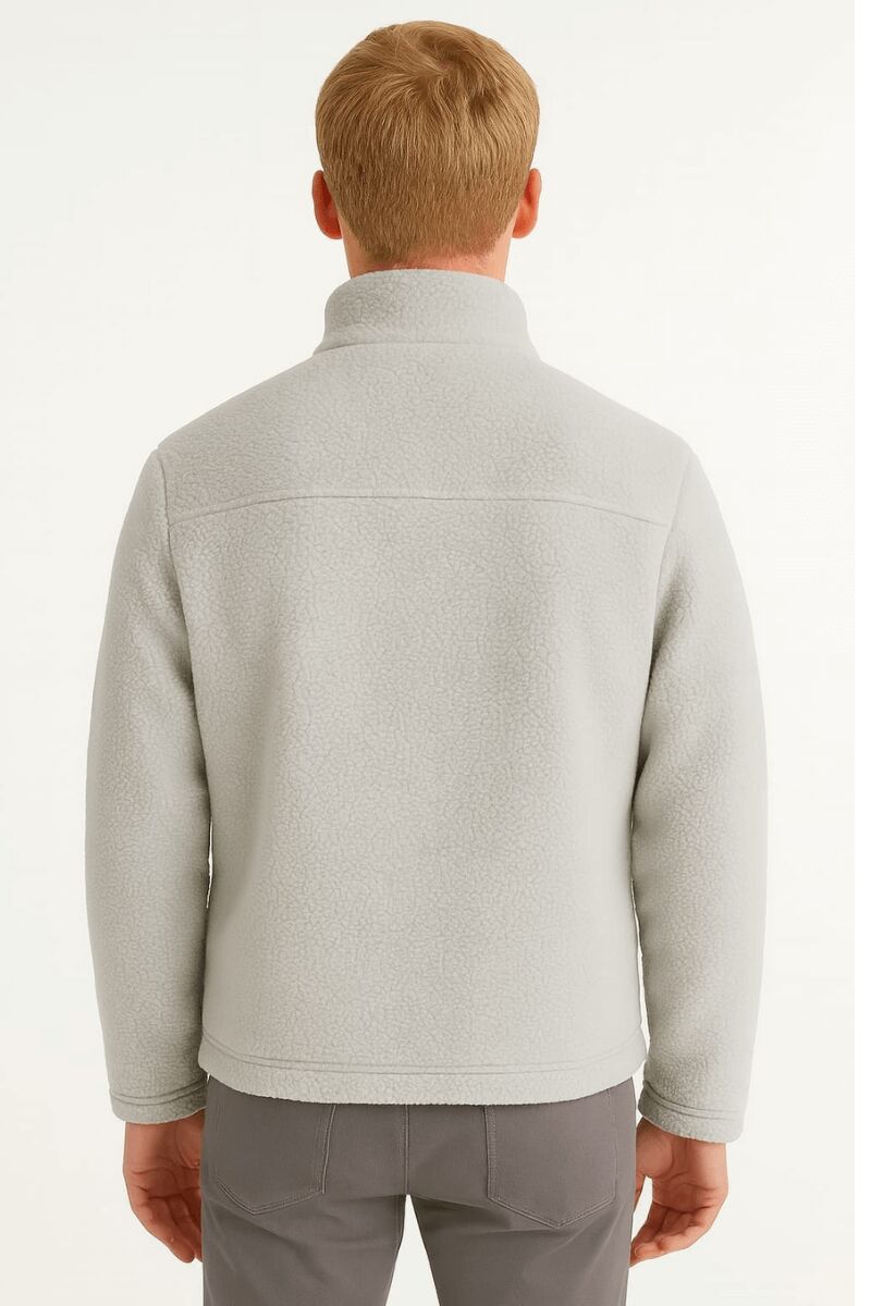 Uzun Kollu Yandan Cepli Pamuklu  Peluşlu  Erkek Hırka 95214 GRİ