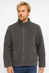 Uzun Kollu Yandan Cepli Pamuklu  Peluşlu  Erkek Hırka 95214 ANTRASİT