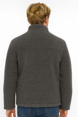 Uzun Kollu Yandan Cepli Pamuklu  Peluşlu  Erkek Hırka 95214 ANTRASİT