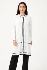 Bella Çizgili Uzun Kollu Düğme Detaylı Hırka