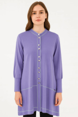 Bella Çizgili Uzun Kollu Düğme Detaylı Hırka