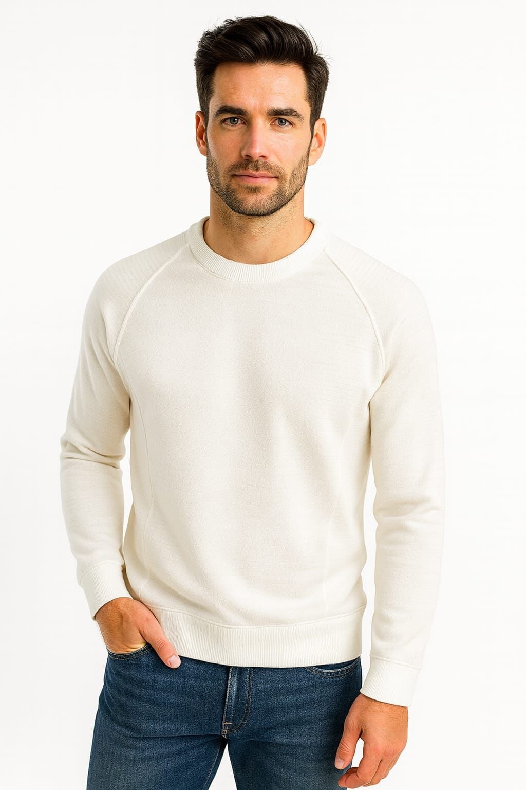 Uzun Kollu Bisiklet Yakalı  Sıcak Ve Rahat Viscon Karışımlı Erkek Triko Kazak EKRU