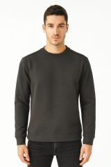 Uzun Kollu Bisklet Yakalı  Viscone Karışımlı Regulear Kesim Rahat Sade Sweatshirt 95256-27
