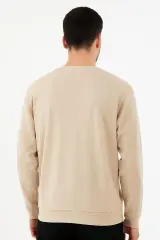 Uzun Kollu Bisklet Yakalı  Viscone Karışımlı Regulear Kesim Rahat ve Sade Sweatshirt 95256-27