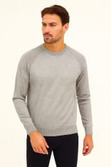 Uzun Kollu Bisiklet Yakalı  Sıcak Ve Rahat Viscon Karışımlı Erkek Triko Kazak GRİ