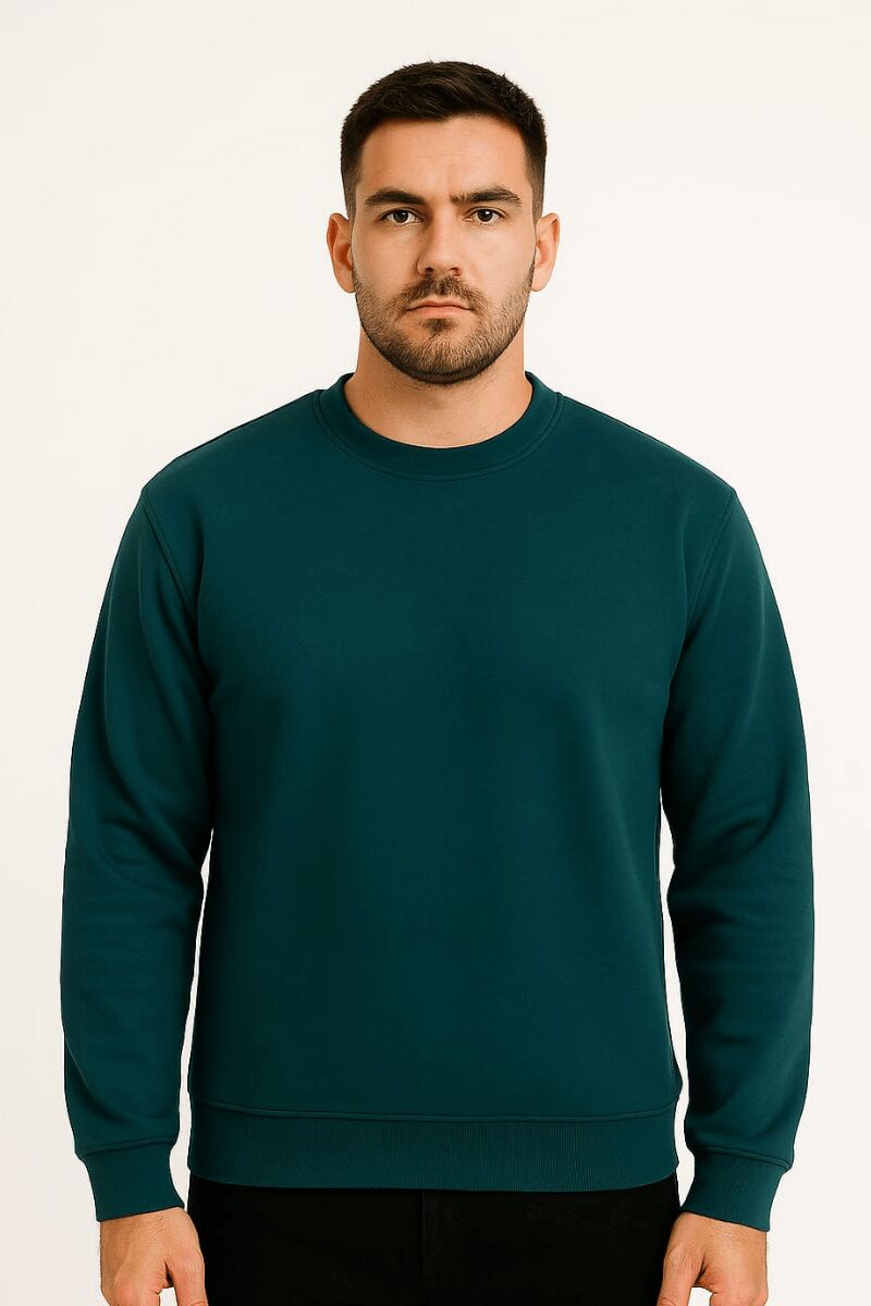Erkek Sweatshirt Bisiklet Yaka Uzun Kollu – Pamuk Karışımlı Kalın Regular Fit Rahat Sweat 95258 İNDİGO