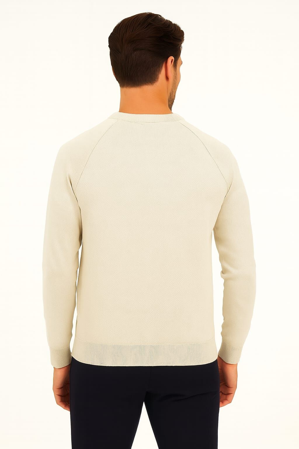 Uzun Kollu Bisiklet Yakalı  Sıcak Ve Rahat Viscon Karışımlı Erkek Triko Kazak BEJ