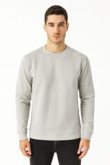 Uzun Kollu İçi Pamuklu Bisiklet Yaka Sweatshirt GRİ