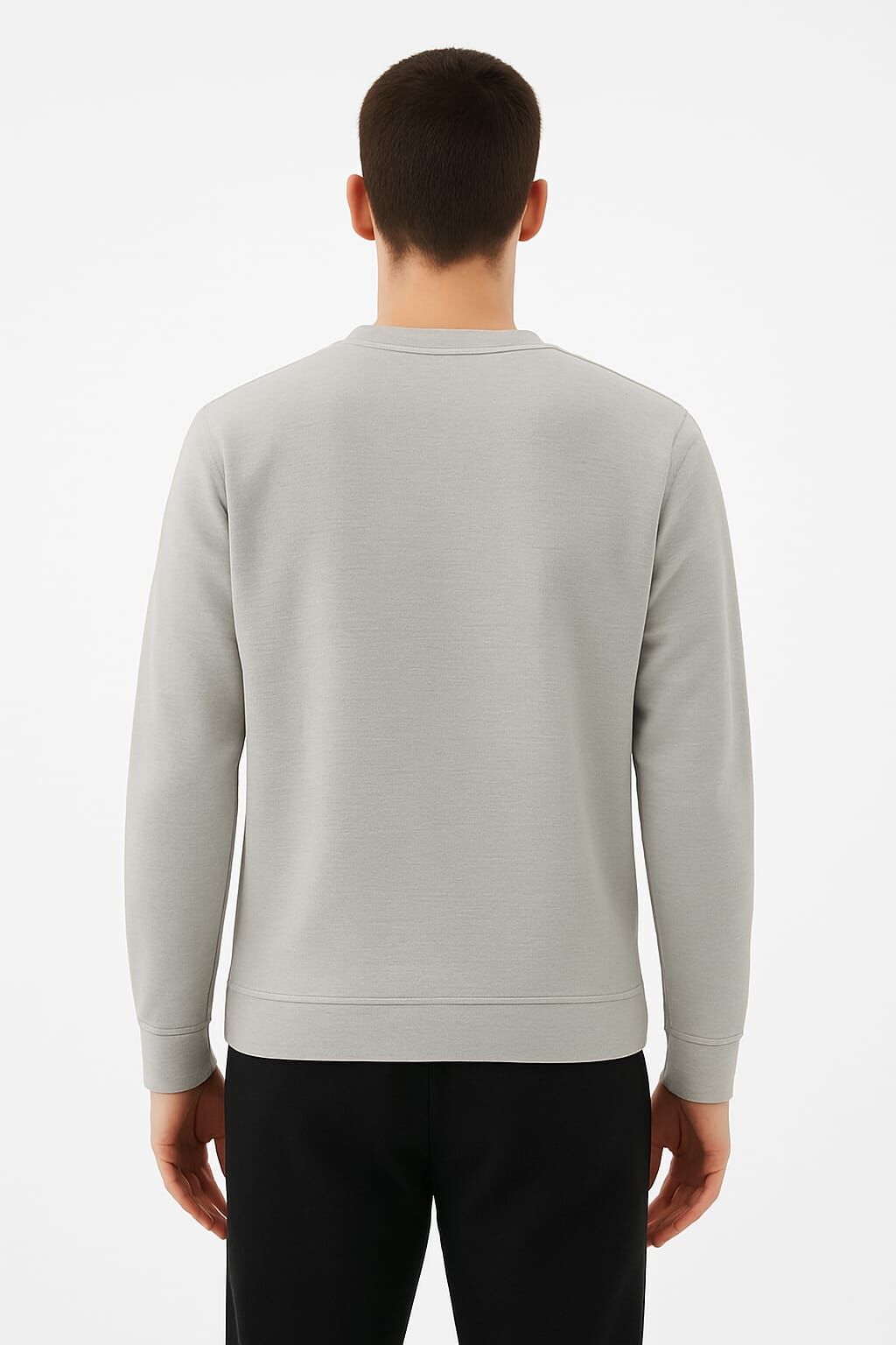 Uzun Kollu İçi Pamuklu Bisiklet Yaka Sweatshirt GRİ