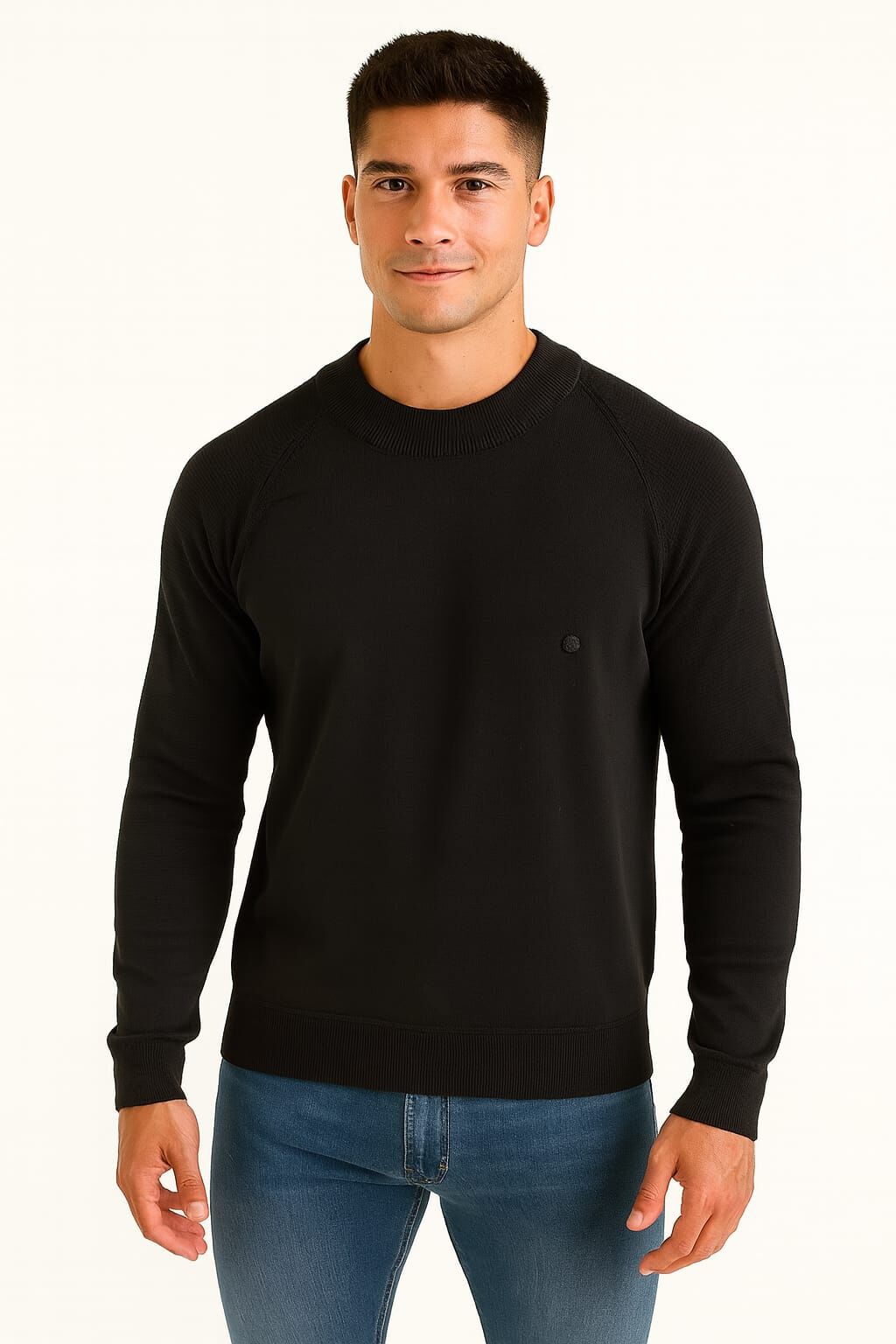 Uzun Kollu Bisiklet Yakalı  Sıcak Ve Rahat Viscon Karışımlı Erkek Triko Kazak SİYAH