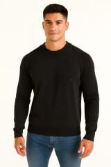 Uzun Kollu Bisiklet Yakalı  Sıcak Ve Rahat Viscon Karışımlı Erkek Triko Kazak SİYAH