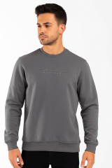 Uzun Kollu İçi Pamuklu Önden Baskılı Pamuk ve Poliester Karışımından Oluşan Hem sıcak Tutan Hemde Dayanıklı  Erkek Sweatshirt 675