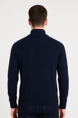 Erkek Triko Kazak Uzun Kollu Dik Yaka Yarım Fermuarlı – Viskon Karışımlı Regular Kesim Rahat Şık Kazak 5113 LACİVERT