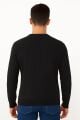 Bisiklet Yaka Uzun Kollu Pamuk Karışımlı Çizgi Detaylı Erkek Sweatshirt 95090 SİYAH SİYAH - L
