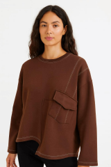 Asimetrik Cepli Üç İplik Sweat 5045