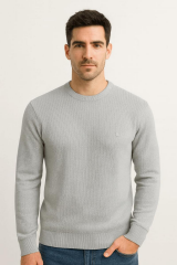 Uzun Kollu Bisiklet Yakalı Desenli Viscon Ve Akrillik Kumaşlı Erkek Triko Kazak