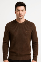 Uzun Kollu Bisiklet Yakalı Desenli Viscon Ve Akrillik Kumaşlı Erkek Triko Kazak