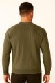 Bisiklet Yaka Uzun Kollu Pamuk Karışımlı Çizgi Detaylı Erkek Sweatshirt 95090 HAKİ