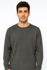 Uzun Kollu İnce ve Esnek Regulear Kesim Bisiklet Yakalı  Antrasit Erkek Sweatshirt 95219