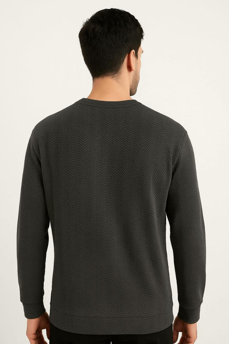 Uzun Kollu İnce ve Esnek Regulear Kesim Bisiklet Yakalı  Antrasit Erkek Sweatshirt 95219