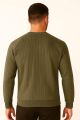 Bisiklet Yaka Uzun Kollu Pamuk Karışımlı Çizgi Detaylı Erkek Sweatshirt 95090 HAKİ HAKİ - S